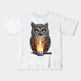 Watercolor Owl Painting Kids T-Shirt